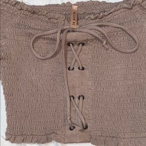 Off the shoulder brown crop top